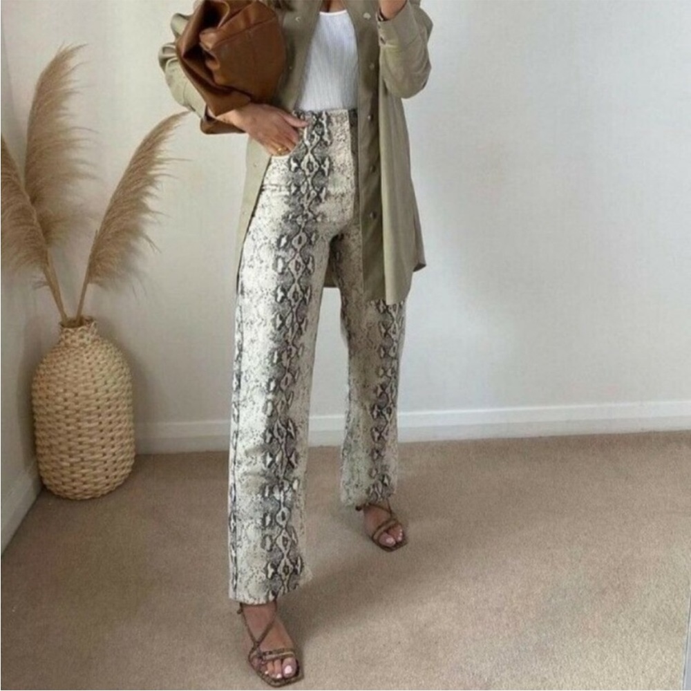 Zara Snakeskin Wideleg Jean